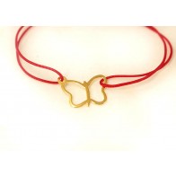 Bratara snur si pandantiv argint placat cu aur FLUTURE LG030