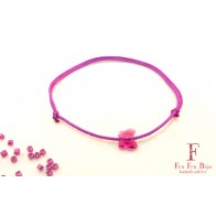 Bratara snur roz si cristal Swarovski fluture roz LC044