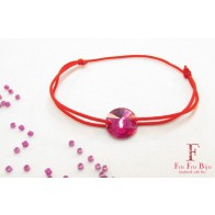 Bratara snur rosu si cristal Swarovski roz LC042