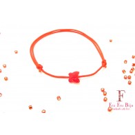 Bratara snur rosu si cristal Swarovski fluturas rosu LC039