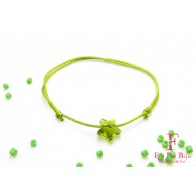 Bratara pe snur si cristal Swarovski stea verde LC011