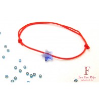 Bratara pe snur si cristal Swarovski stea albastra LC007