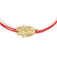 Bratara snur charm argint placat cu aur mana lui Fatima LG046