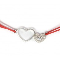 Bratara snur charm argint Inimioare LG018